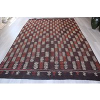 Vintage Brauner Kelim Teppich, Boho Großer Brauner Teppich/7'4"x11' Feet N-756 von KilimToGo