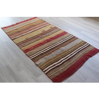 Vintage Kelim Teppich, Ethno Boho Kleiner Teppich/3'8"x7' Feet N-434 von KilimToGo