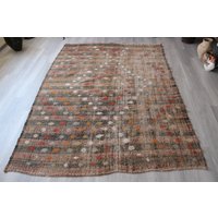 Vintage Kelim Teppich, Ethno Kelim, Boho Gestreifter Woll Kilim/100 X 100M N-454 von KilimToGo