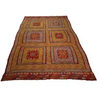 7, 8x5, 1 Ft Ethno Kelim Teppich, Handgemachter Wollteppich, Boho Kelim, Gestreifter Kelimteppich, Vintage Kelimteppich, Blau, Grün, Mnk-14 von KilimrugsArtStore