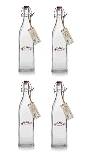 4 x Kilner Glasflaschen mit Bügelverschluss für Olivenöl, Lebensmitteln, Dressin, 1 Liter von Kilner