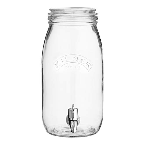 KILNER Getränkespender Einmachglas, 3 Liter, 25 x 19 x 30 cm, Glas/Kunststoff/Silikon von Kilner