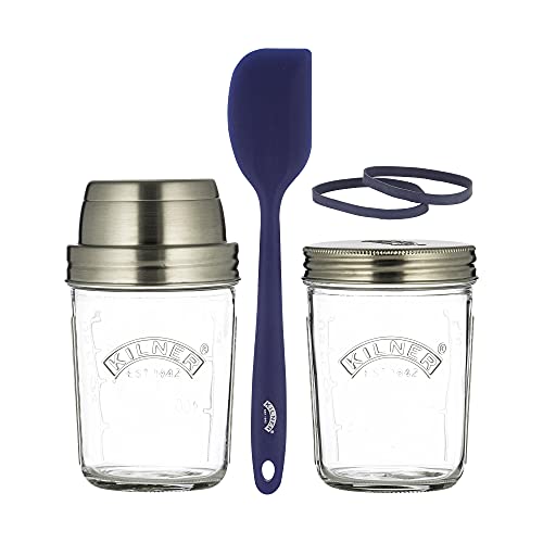 Kilner Sauerteig Starter Set 5-teilig | 350 ml | Glas mit Messbecher-Deckel, Weithals-Glas, Gummiringe & Teigschaber | selber machen von Sauerteig-Brot oder Pizzateig | Brot backen Zubehör von Kilner