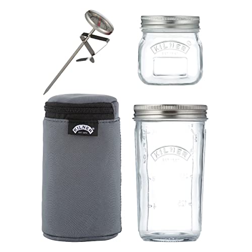 Kilner 0025.037 Joghurt, Glas, Neopren, 500 milliliters, Grau-Schwarz von Kilner