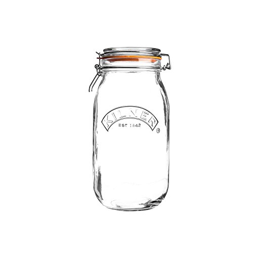 KILNER Bügelverschluss Glas | 1,5 L | Rund | Vorratsgläser mit Deckel luftdicht | mit Gummidichtung | Glas mit Deckel für Gewürze oder Gemüse | Spülmaschinengeeignet von Kilner