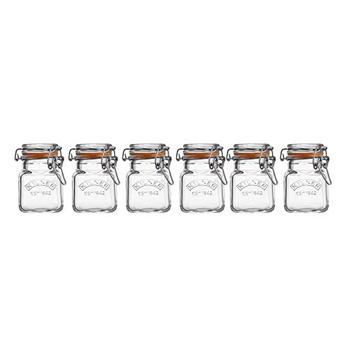 KILNER Gewürzgläser 6er Set | 70 ml pro Bügelverschluss Glas| mit Gewürzständer (36 cm) | Vorratsgläser mit Deckel luftdicht | mit Gummidichtung | Glas mit Deckel | Spülmaschinengeeignet von Kilner