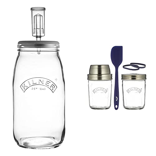 Kilner Create & Make Fermentierset - für das einfache Haltbarmachen von Gemüse, im 3 Liter Glas mit Gärungsdeckel & 0025.035 Sauerteig, Glas, 350 milliliters von Kilner