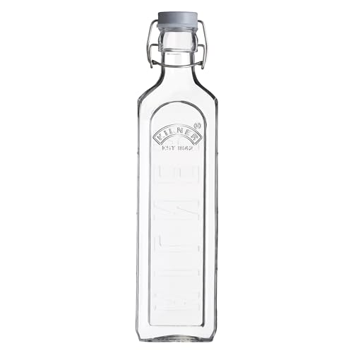 Kilner Glasflasche mit Bügelverschluß, eckig, 1 Liter Einmachglas, Glas, Transparent von Kilner