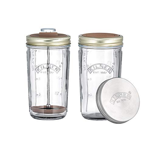 Kilner Nussmilch/Mandelmilch-Herstellungset-Set, 2 Gläser mit Zubehör und Deckel, 0,5 l von Kilner