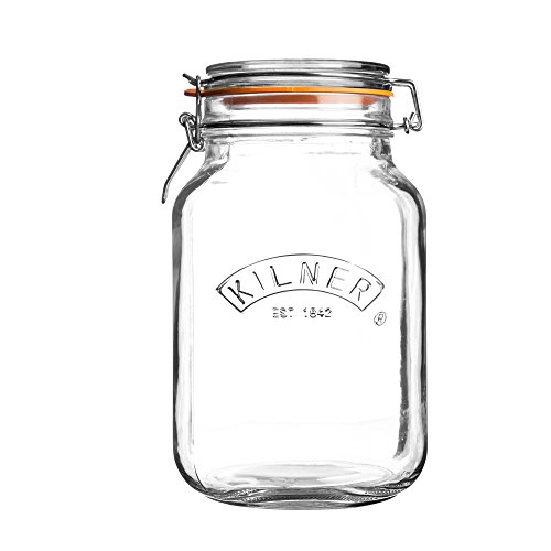 Kilner Quadratisches Glas Mit Bügelverschluss, Einmachglas, Aufbewahrungsglas, Marmeladenglas Mit Bügelverschluss, 2 Liter von Kilner