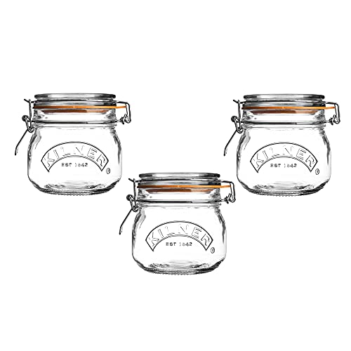 Kilner Einmachgläser, rund, mit Bügelverschluss, 0,5 l, Orange, 3 Stück von Kilner