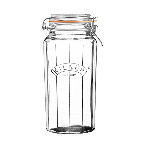 Kilner - Vorratsdose, Vorratsglas - facettiertes Glas - 1,8 Liter - Glas mit Flip Top Deckel von Kilner
