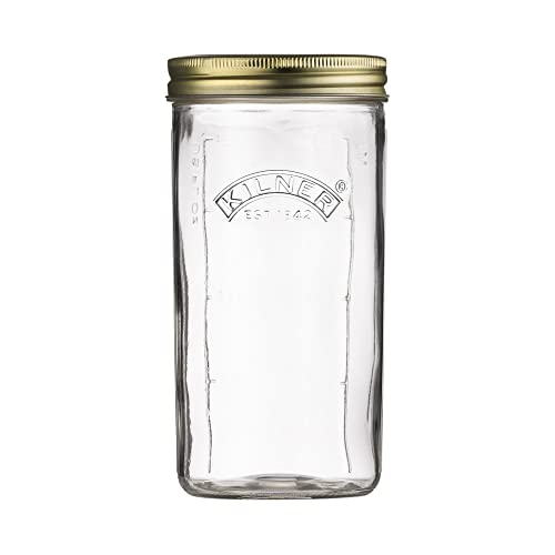 Kilner Weithals-Einkochglas | 1 Liter | Einmachgläser mit Schraubdeckel zum Konservieren von ganzen Früchten oder ganzem Gemüse | Vakuumversiegelung | Füllstandanzeige in ml Kilner Weithals-Einkochglas | 1 Liter | Einmachgläser mit Schraubdeckel zum Konservieren von ganzen Früchten oder ganzem Gemüse | Vakuumversiegelung | Füllstandanzeige in ml von Kilner