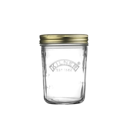 Kilner Weithals-Einkochglas | 350ml | Einmachgläser mit Schraubdeckel zum Konservieren von ganzen Früchten oder ganzem Gemüse | Vakuumversiegelung | Füllstandanzeige in ml von Kilner