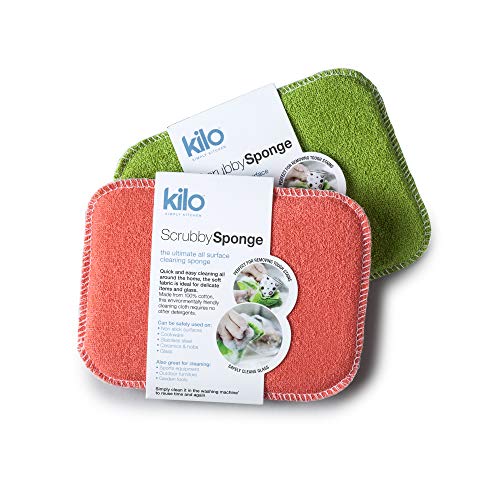 Kilo Scrubby Schwamm-Non-Scratch Topfreiniger mit saugfähigem Kern, Mehrzweck-Set von 2, Einheitsgröße von Kilo