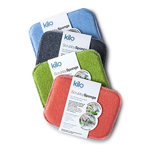 Kilo Scrubby Schwamm – Anti-Kratch Topf Topfreiniger mit Saugkern, Mehrzweck-Set (4 Stück), 17x13cm Set of 4 von Kilo