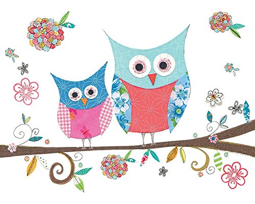 Kim Anderson Kunstdruck auf Leinwand, Motiv Hello Owls, 40 x 50 cm, Polyester, Mehrfarbig, 40x50x3.2 cm von Kim Anderson