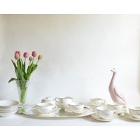 Kaffee Dessert Set | Vintage Homer Laughlin Tee-Kaffee-Dessert-Set Landhaus Küche Teller Porzellan Teetasse von KimBakerCollections