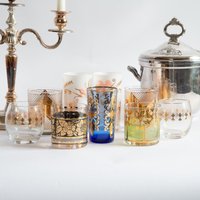 Set Gemischte Midcentury Cocktailgläser | Cocktail Gläser Vintage Bar 60Er Jahre Barzubehör Cocktail-Set von KimBakerCollections