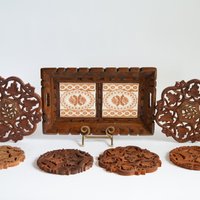 Wanddeko Tablett | Untersetzer Made in India Holz Wand Kunst Bildergalerie Wall Für Küche Geschnitztes Dekor von KimBakerCollections