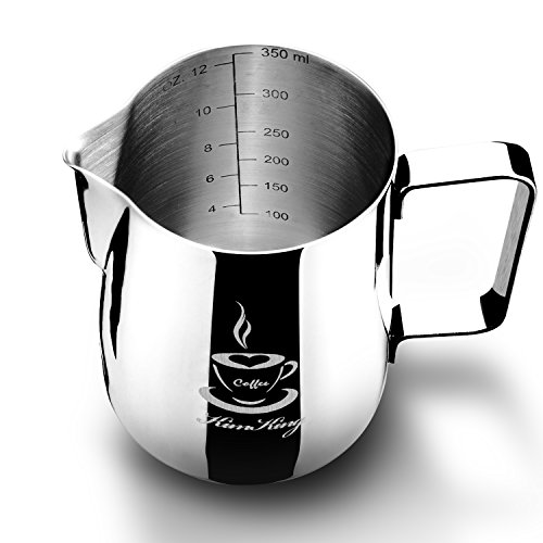 OneChois Milch Pitcher rostfreiem Edelstahl Milchkännchen perfekt für Milchaufschäumer Cappuccino Milchschau (350ml) OneChois Milch Pitcher rostfreiem Edelstahl Milchkännchen perfekt für Milchaufschäumer Cappuccino Milchschau (350ml) von OneChois