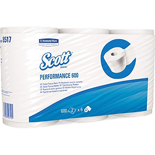 KCP 8517 SCOTT PERFORMANCE Toilet Tissue Rollen, Standard, Weiß ( 6-er Pack) von Kimberly-Clark