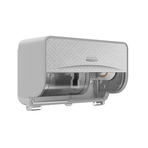 Kimberly-Clark Professional ICON-Standard-Toilettenpapierspender mit 2 horizontalen Rollen (53655), mit silberfarbener Blende im Mosaikdesign; 1 Spender und Blende pro Versandeinheit von Kimberly-Clark Professional