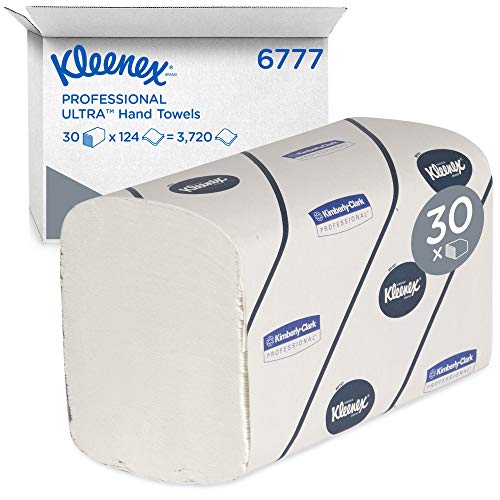 Kleenex Papiertücher für Spender, Interfold Papierhandtücher mit Airflex-Absorptionstechnologie, 2-lagig, 30 Packungen x 124 Blatt Papier, Einzelblattentnahme, Weiß, 6777 von Kimberly-Clark Professional