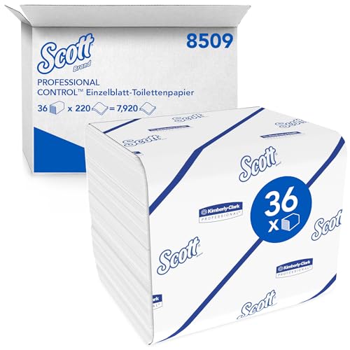 Scott Control Einzelblatt-Toilettenpapier 8509 – 2-lagiges Toilettenpapier – 36 Packungen x 220 Blatt (insges. 7.920) von Kimberly-Clark Professional