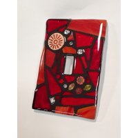 Red Glass Mix - Buntglas Mosaic Lichtschalterabdeckung Einfach, Doppelt, Dreifach, Steckdose Oder Decora Gfci Made To Order von KimberlyMoon