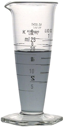 Kimble 60345-80 Borosilikatglas Dual-Skala Pharmazeutische Absolventen konischer Zylinder, kalibriert zu liefern, 8 dram/25mL Kapazität von Kimble