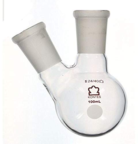 Kimble Chase KIMAX 605020-1110 Destillierflasche aus Borosilikatglas, zweihalsilikatglas, mit rundem Boden, Seitenhals, abgewinkelt, 500 ml Fassungsvermögen von Kimble
