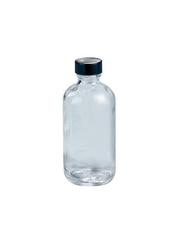 Kimble Runde Boston-Flasche mit schmaler Öffnung, Typ III, mit Zellstoff-/Vinyl-gefütterten Kappen, Fassungsvermögen 237 ml, 12 Stück von Kimble