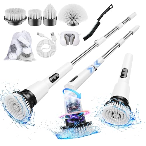 Elektrische Reinigungsbürste, 8IN1 Electric Spin Scrubber Schnurlos mit 4 Austauschbaren Bürstenköpfen, Elektrische Putzbürste mit Verstellbarem Griff für Bad, Küche, Fliesen, Böden, Auto (Weiß) Elektrische Reinigungsbürste, 8IN1 Electric Spin Scrubber Schnurlos mit 4 Austauschbaren Bürstenköpfen, Elektrische Putzbürste mit Verstellbarem Griff für Bad, Küche, Fliesen, Böden, Auto (Weiß) von Kimeetol