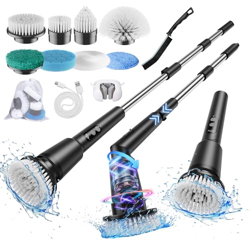 Elektrische Reinigungsbürste, 12IN1 Electric Spin Scrubber Schnurlos mit 8 Austauschbaren Bürstenköpfen, Elektrische Putzbürste mit Verstellbarem Griff für Bad, Küche, Fliesen, Böden, Auto (Schwarz) Elektrische Reinigungsbürste, 12IN1 Electric Spin Scrubber Schnurlos mit 8 Austauschbaren Bürstenköpfen, Elektrische Putzbürste mit Verstellbarem Griff für Bad, Küche, Fliesen, Böden, Auto (Schwarz) von Kimeetol