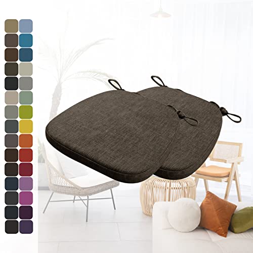 Kimgull 2er Set Stuhlkissen mit Bändern Bequeme Waschbare Rutschfestes Sitzkissen Ideal für zu Hause und Gartendekoration, viele Farben und Größen zur Auswahl (40X38X3CM Dunkelbraun) von Kimgull