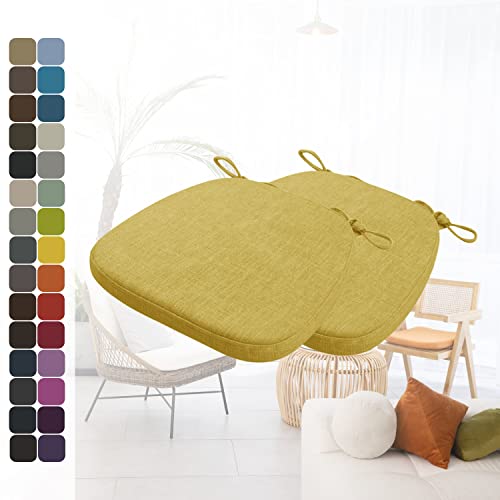 Kimgull 2er Set Stuhlkissen mit Bändern Bequeme Waschbare Rutschfestes Sitzkissen Ideal für zu Hause und Gartendekoration, viele Farben und Größen zur Auswahl (40X38X3CM Gelb) von Kimgull