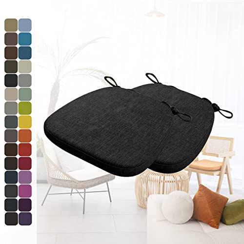 Kimgull 2er Set Stuhlkissen mit Bändern Bequeme Waschbare Rutschfestes Sitzkissen Ideal für zu Hause und Gartendekoration, viele Farben und Größen zur Auswahl (40X38X3CM Schwarz) von Kimgull