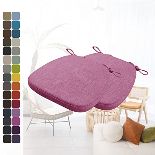 Kimgull 2er Set Stuhlkissen mit Bändern Bequeme Waschbare Rutschfestes Sitzkissen Ideal für zu Hause und Gartendekoration, viele Farben und Größen zur Auswahl (40X38X3CM Violett) von Kimgull