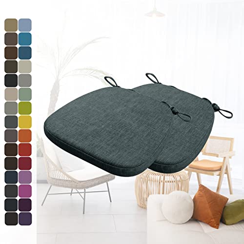 Kimgull 2er Set Stuhlkissen mit Bändern Bequeme Waschbare Rutschfestes Sitzkissen Ideal für zu Hause und Gartendekoration, viele Farben und Größen zur Auswahl (40x38x5CM Dunkelgrau Blau) von Kimgull