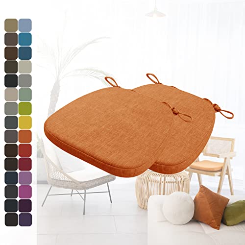 Kimgull 2er Set Stuhlkissen mit Bändern Bequeme Waschbare Rutschfestes Sitzkissen Ideal für zu Hause und Gartendekoration, viele Farben und Größen zur Auswahl (40x38x5CM Orange) von Kimgull