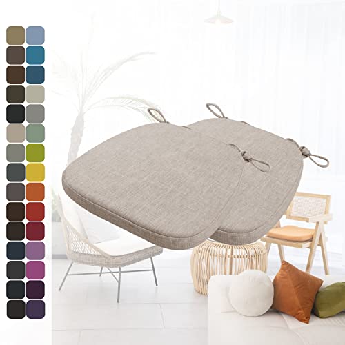 Kimgull 2er Set Stuhlkissen mit Bändern Bequeme Waschbare Rutschfestes Sitzkissen Ideal für zu Hause und Gartendekoration, viele Farben und Größen zur Auswahl (43x40x3CM Taupe) von Kimgull