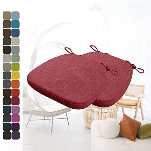 Kimgull 2er Set Stuhlkissen mit Bändern Bequeme Waschbare Rutschfestes Sitzkissen Ideal für zu Hause und Gartendekoration, viele Farben und Größen zur Auswahl (43x42x3CM Rot) von Kimgull