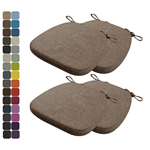 Kimgull 4er Set Stuhlkissen mit Bändern Bequeme Waschbare Rutschfestes Sitzkissen Ideal für zu Hause und Gartendekoration, viele Farben und Größen zur Auswahl (40X38X3CM Braun) von Kimgull