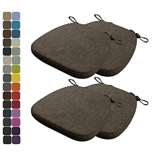 Kimgull 4er Set Stuhlkissen mit Bändern Bequeme Waschbare Rutschfestes Sitzkissen Ideal für zu Hause und Gartendekoration, viele Farben und Größen zur Auswahl (40X38X3CM Dunkelbraun) von Kimgull