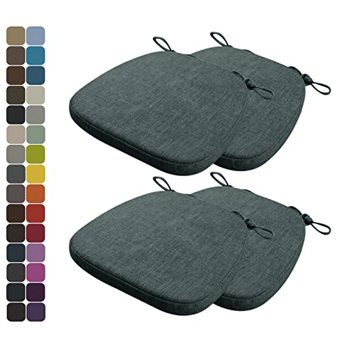 Kimgull 4er Set Stuhlkissen mit Bändern Bequeme Waschbare Rutschfestes Sitzkissen Ideal für zu Hause und Gartendekoration, viele Farben und Größen zur Auswahl (40X38X3CM Dunkelgrau Blau) von Kimgull