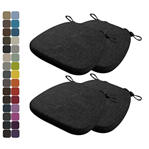 Kimgull 4er Set Stuhlkissen mit Bändern Bequeme Waschbare Rutschfestes Sitzkissen Ideal für zu Hause und Gartendekoration, viele Farben und Größen zur Auswahl (40X38X3CM Schwarz) von Kimgull