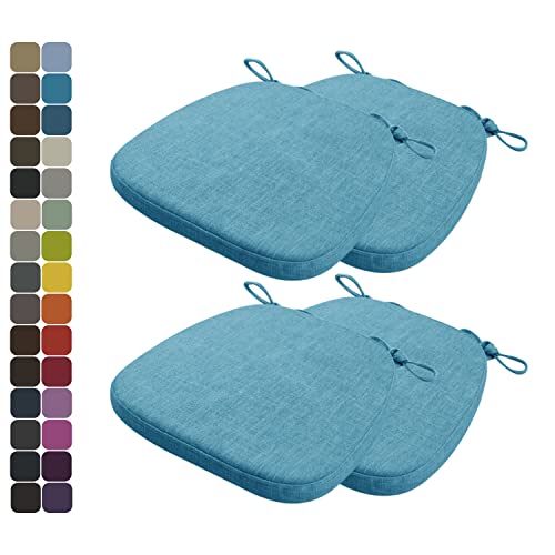 Kimgull 4er Set Stuhlkissen mit Bändern Bequeme Waschbare Rutschfestes Sitzkissen Ideal für zu Hause und Gartendekoration, viele Farben und Größen zur Auswahl (40X38X3CM See Blau) von Kimgull