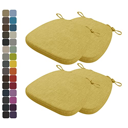 Kimgull 4er Set Stuhlkissen mit Bändern Bequeme Waschbare Rutschfestes Sitzkissen Ideal für zu Hause und Gartendekoration, viele Farben und Größen zur Auswahl (40x38x5CM Gelb) von Kimgull