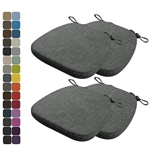 Kimgull 4er Set Stuhlkissen mit Bändern Bequeme Waschbare Rutschfestes Sitzkissen Ideal für zu Hause und Gartendekoration, viele Farben und Größen zur Auswahl (43x40x3CM Dunkelgrau) von Kimgull